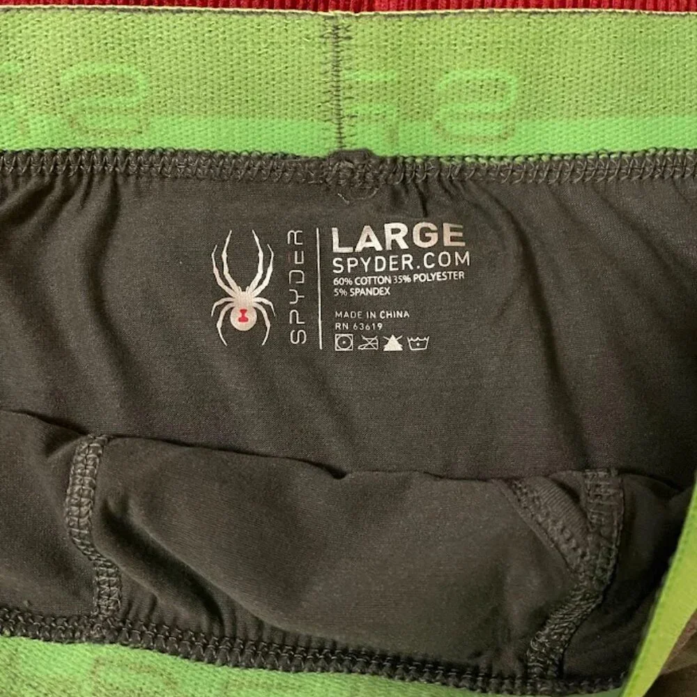 Spyder‎ Men's Cotton Boxer Briefs Size Large NWOT Black/Green Band